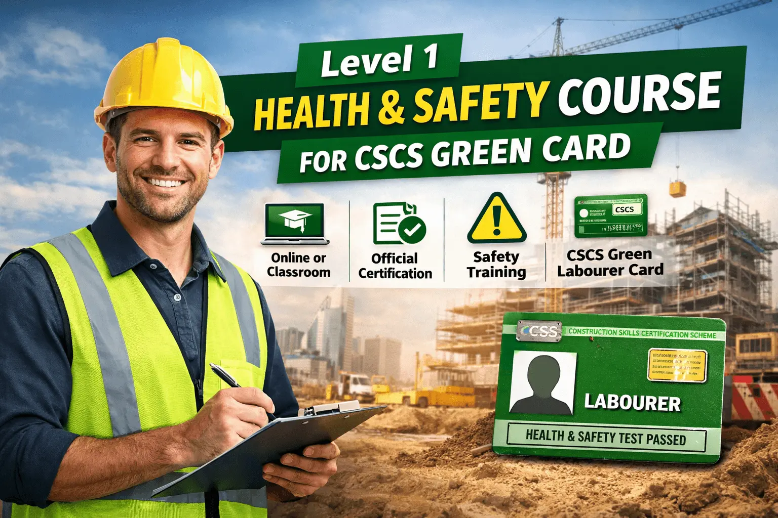 Level 1 Health and Safety course for CSCS Green Labourer Card construction training